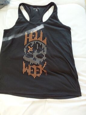 Orangetheory Black Racerback Tank with Orange & Gray Graphic